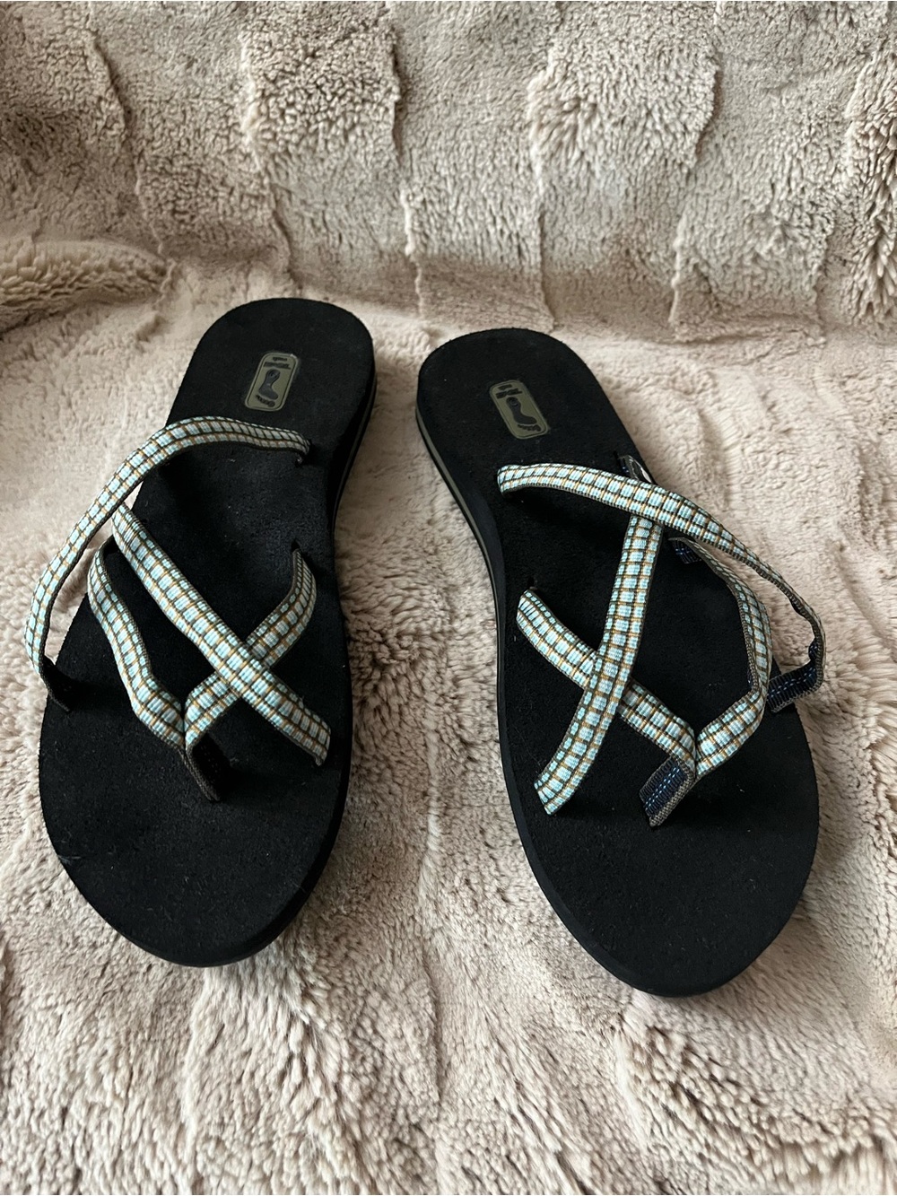 Teva Strappy Sandal Flip Flops Brown Blue Colorway Size 10